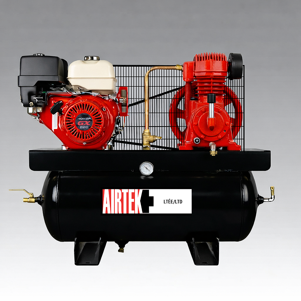Gas Powered Industrial Air Compressor - Horizontal