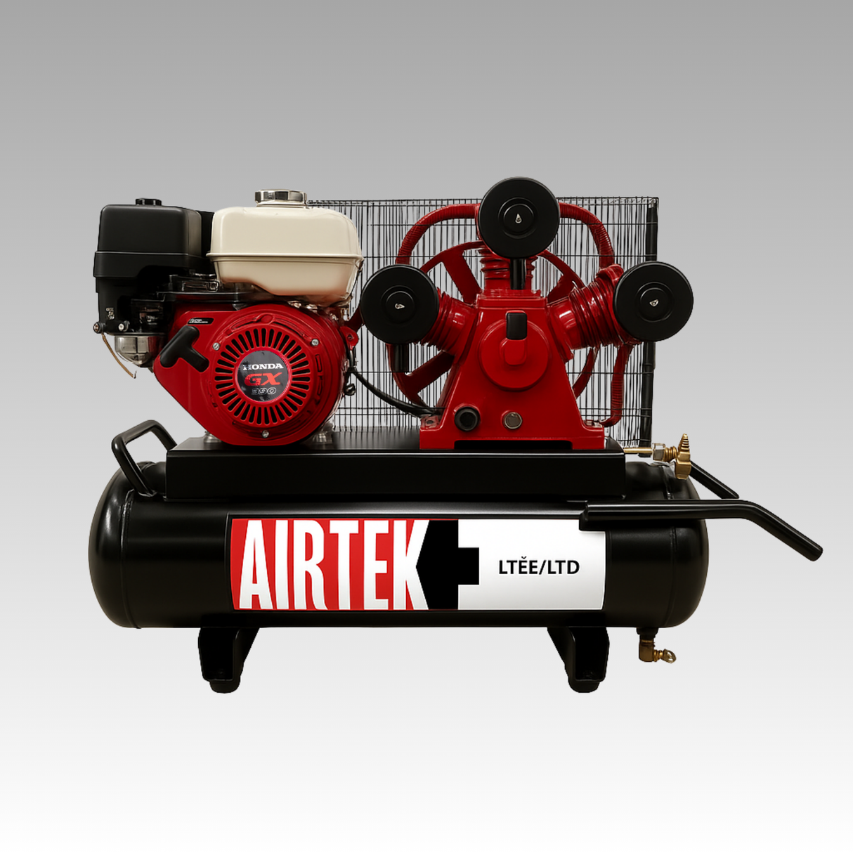 Compresseur d'air portatif horizontal à gaz à deux étages de 9 HP et 8 gallons