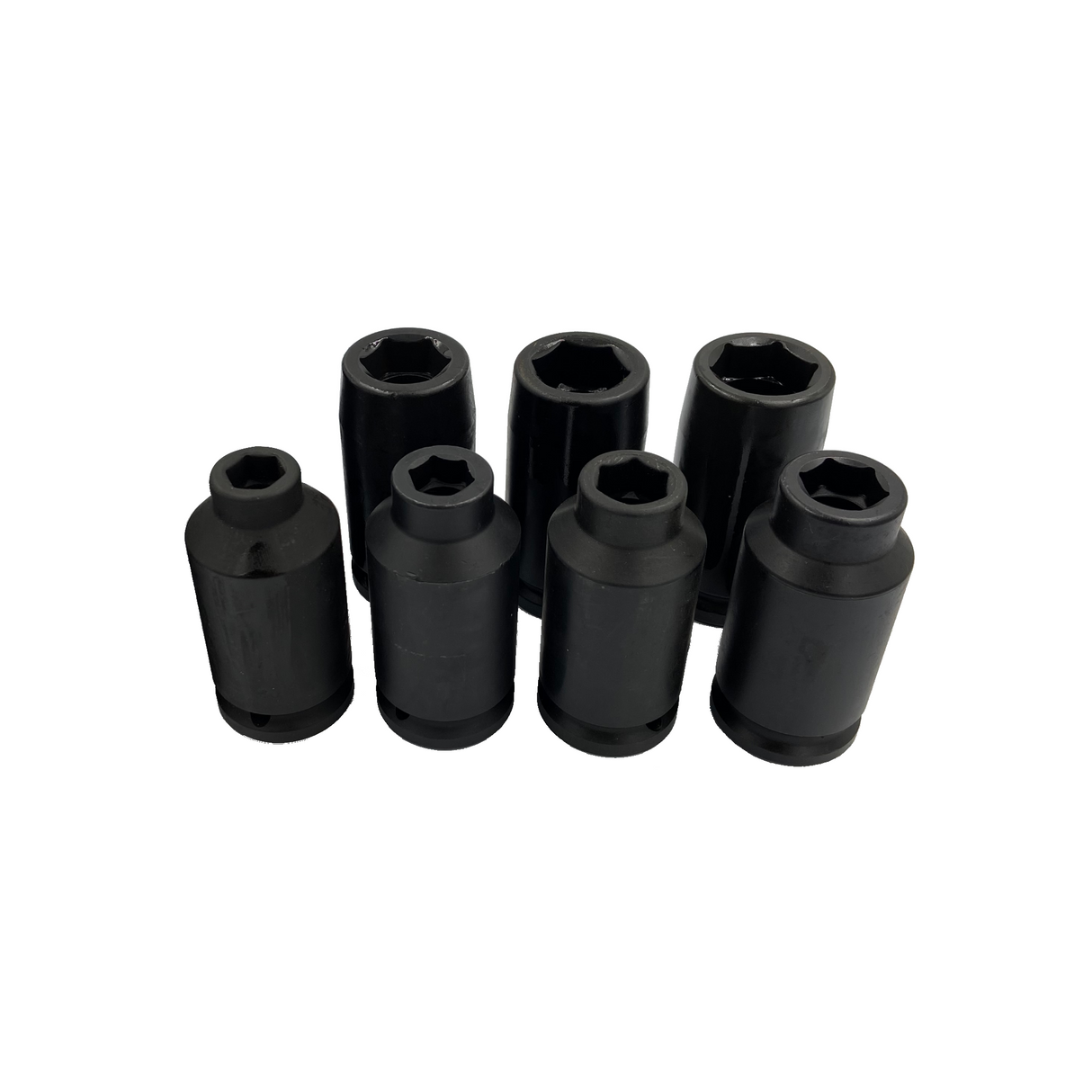 1 inch Drive Impact Socket Set Long with Budd Wheel socket - 7 pc SAE - 15/16 inch to 1-1/2 inch