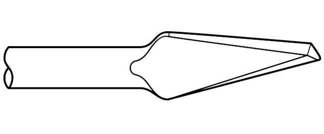 Marteau burineur - Ciseau à nez rond à tige ronde .680 de 3/8" x 9"
