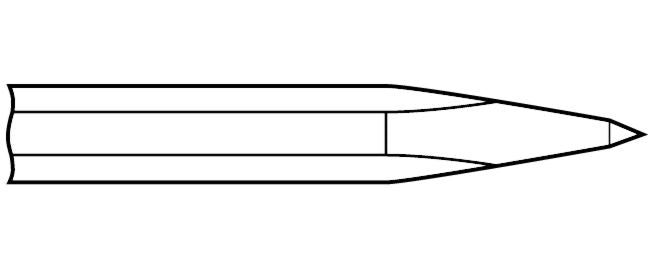 Marteau burineur - Tige hexagonale .680 3/4" sans collier, burin à pointe moil 12"